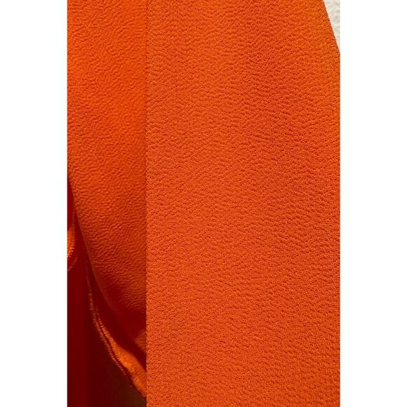 WEEKDAY Willow Chiffon Blouse Bright Orange Sheer Tie Front Resort Top Travel - Picture 10 of 12